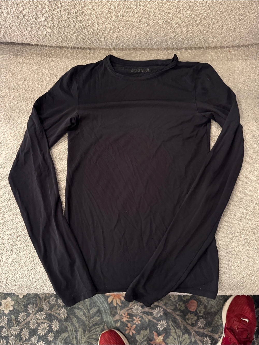 Women’s Small Djerf Avenue Long-Sleeve Crew Neck Shirt - Black